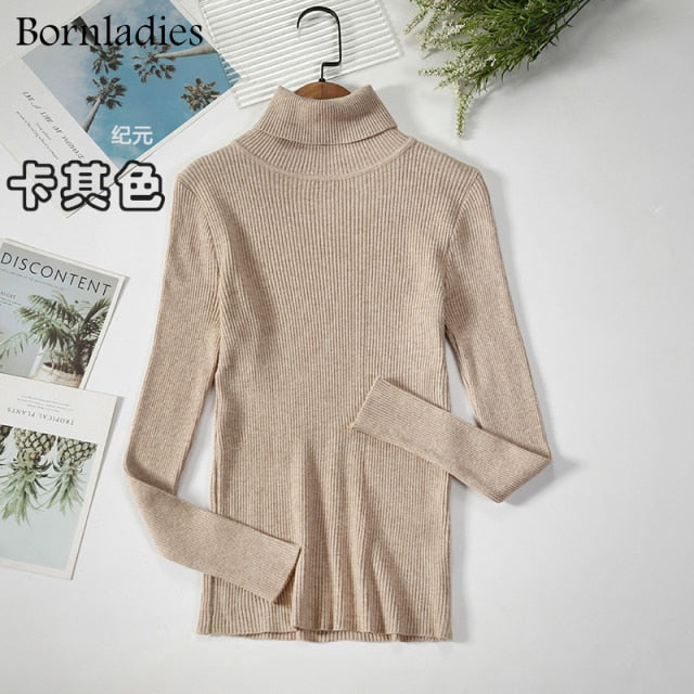 Turtleneck Women Sweaters Autumn Winter Tops Slim Women Pullover Knitted Sweater - MERGE.DAY.1.FREESTYLE