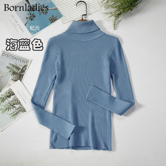 Turtleneck Women Sweaters Autumn Winter Tops Slim Women Pullover Knitted Sweater - MERGE.DAY.1.FREESTYLE