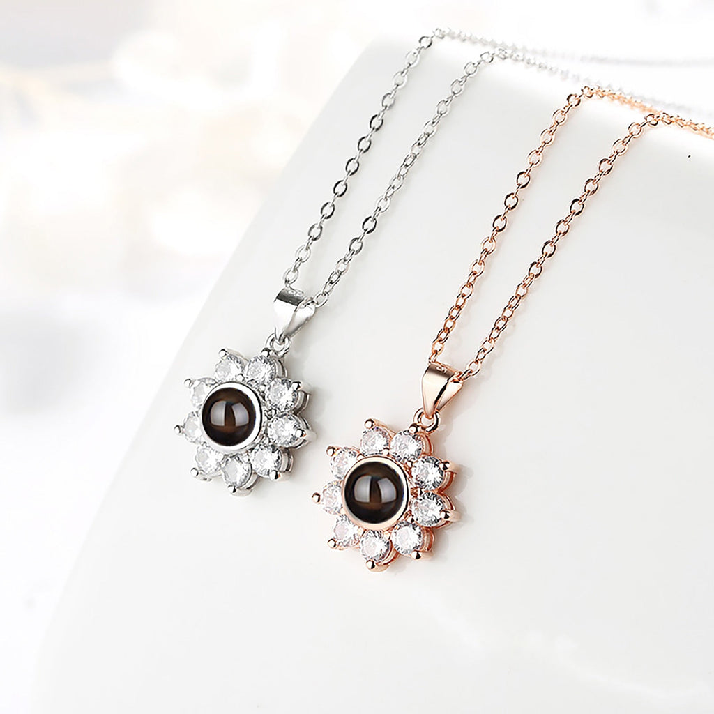 Sun Flower Shaped Custom Photo Name Projection Necklace Clavicle Chain Personalized Pendant - MERGE.DAY.1.FREESTYLE