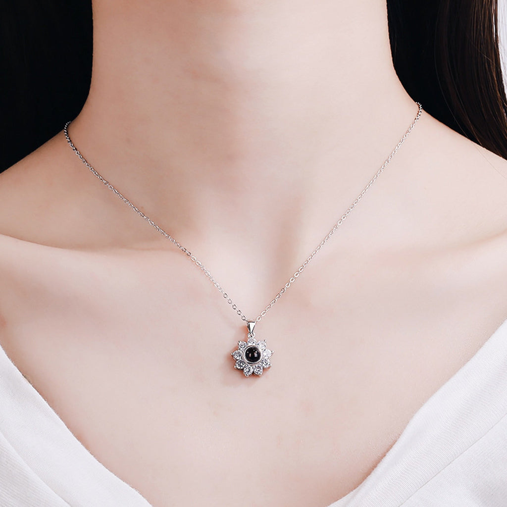 Sun Flower Shaped Custom Photo Name Projection Necklace Clavicle Chain Personalized Pendant - MERGE.DAY.1.FREESTYLE