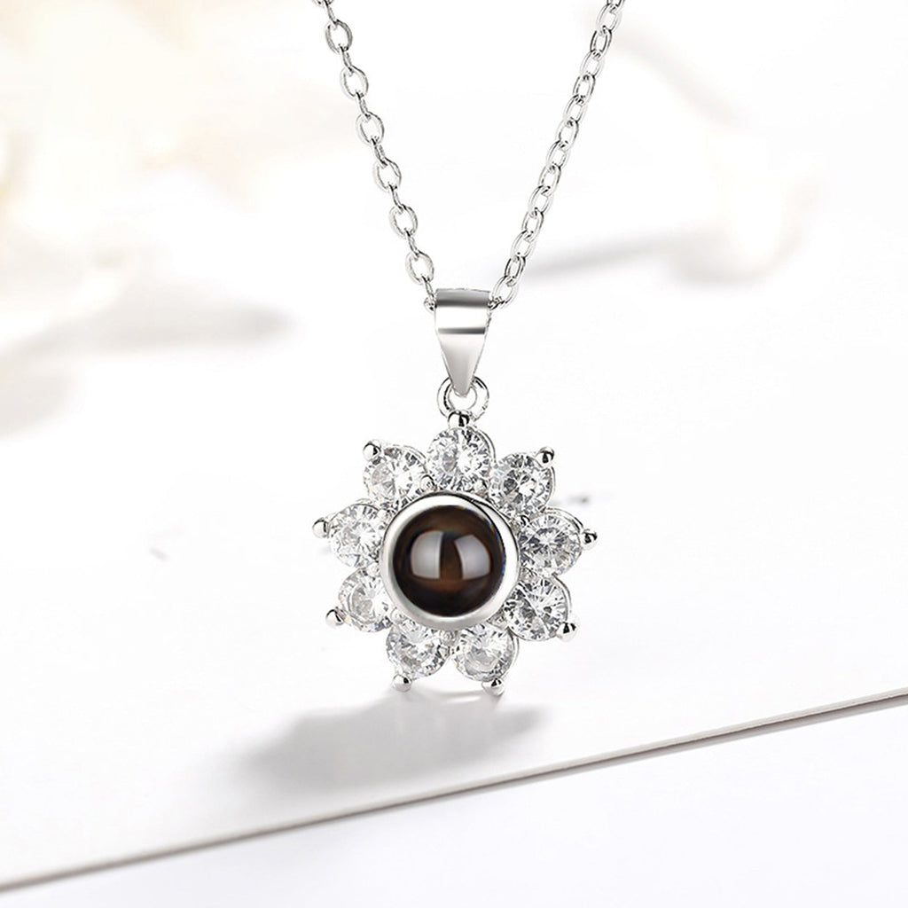 Sun Flower Shaped Custom Photo Name Projection Necklace Clavicle Chain Personalized Pendant - MERGE.DAY.1.FREESTYLE