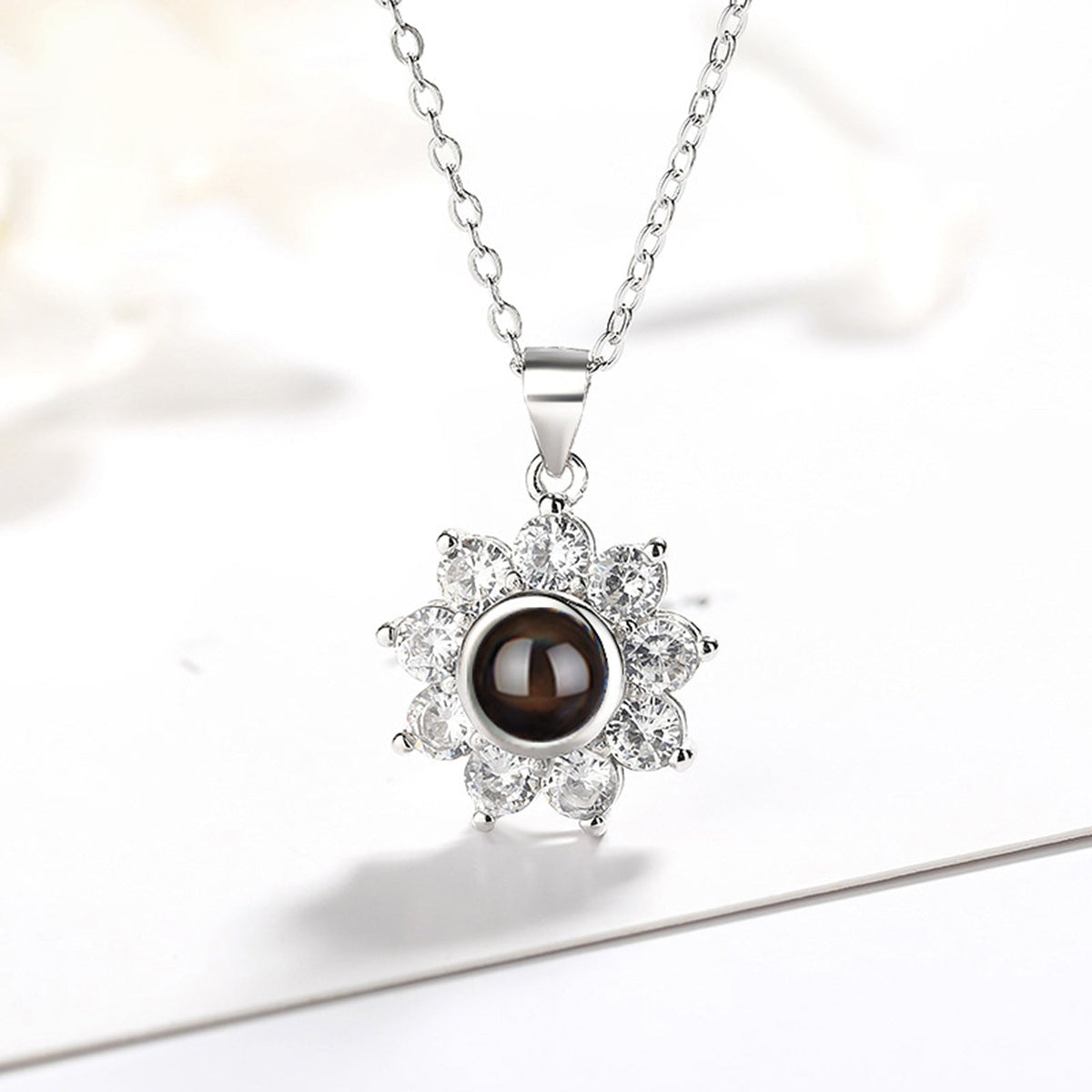 Sun Flower Shaped Custom Photo Name Projection Necklace Clavicle Chain Personalized Pendant - MERGE.DAY.1.FREESTYLE