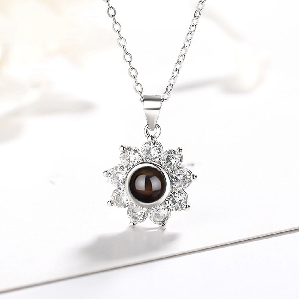Sun Flower Shaped Custom Photo Name Projection Necklace Clavicle Chain Personalized Pendant - MERGE.DAY.1.FREESTYLE