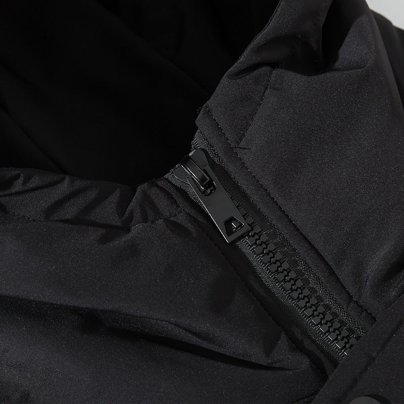 2021 Winter Thick Jacket Solid Ladies Long Coats with Zippers Hooded Single Breasted Parkas - MERGE.DAY.1.FREESTYLE
