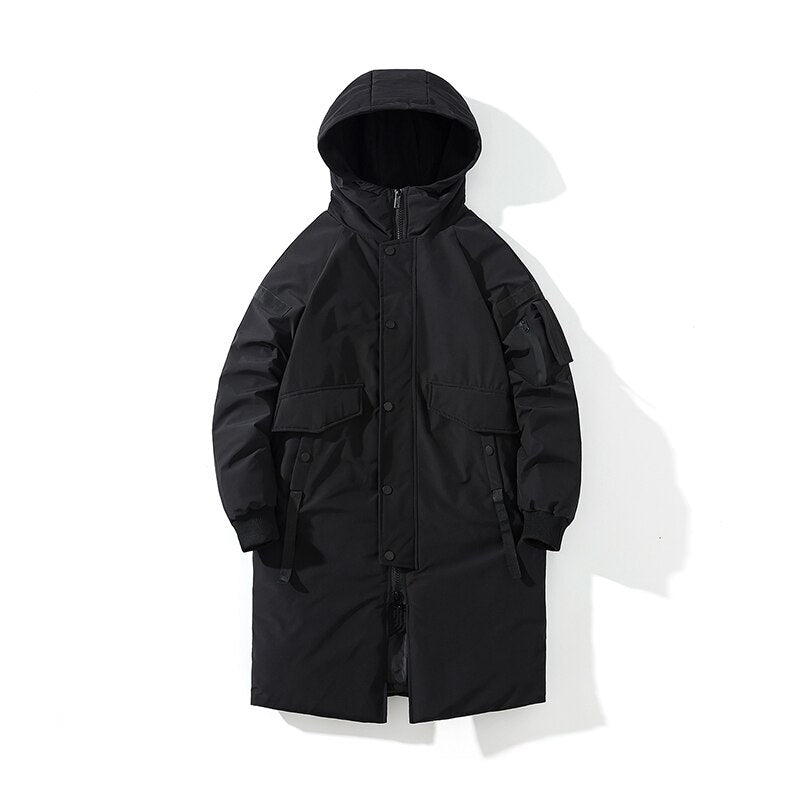 2021 Winter Thick Jacket Solid Ladies Long Coats with Zippers Hooded Single Breasted Parkas - MERGE.DAY.1.FREESTYLE