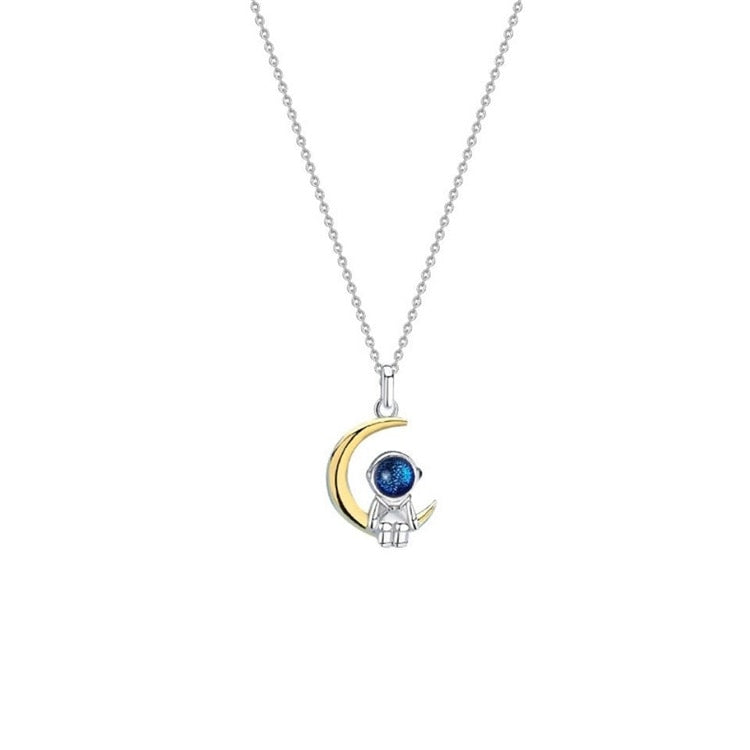 cute star and moon astronaut couple necklace fashion sweet dynamic romantic jewelry - MERGE.DAY.1.FREESTYLE