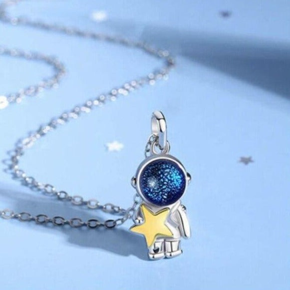 cute star and moon astronaut couple necklace fashion sweet dynamic romantic jewelry - MERGE.DAY.1.FREESTYLE