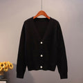 Sweater Cardigan Women Autumn Winter V Neck Pearl Single Breasted Loose Short Thicken Sweater Top - MERGE.DAY.1.FREESTYLE