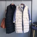 Autumn Winter Coat Women's Solid Loose Vest Stand Collar Long Vest Bodywarm Cotton Padded - MERGE.DAY.1.FREESTYLE
