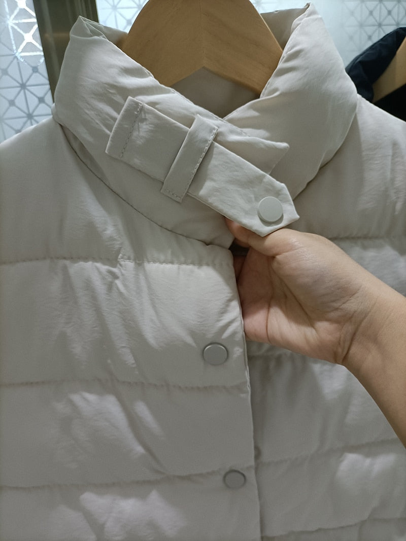 Autumn Winter Coat Women's Solid Loose Vest Stand Collar Long Vest Bodywarm Cotton Padded - MERGE.DAY.1.FREESTYLE