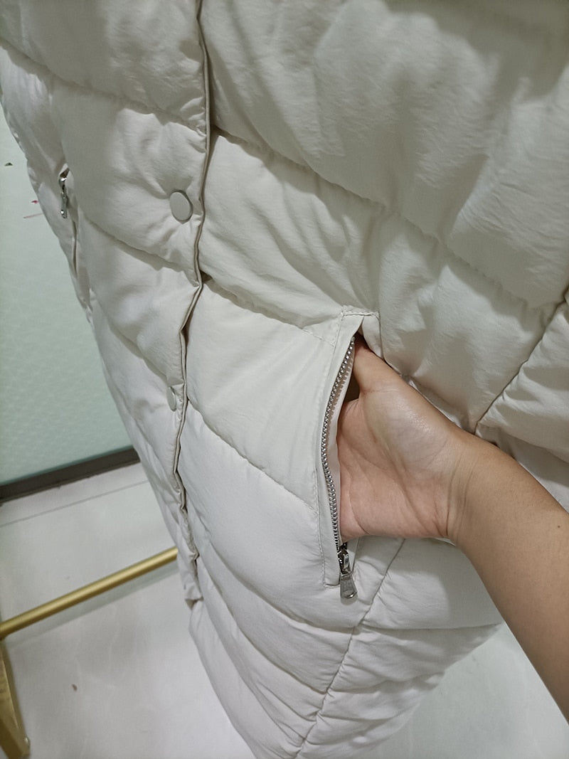 Autumn Winter Coat Women's Solid Loose Vest Stand Collar Long Vest Bodywarm Cotton Padded - MERGE.DAY.1.FREESTYLE