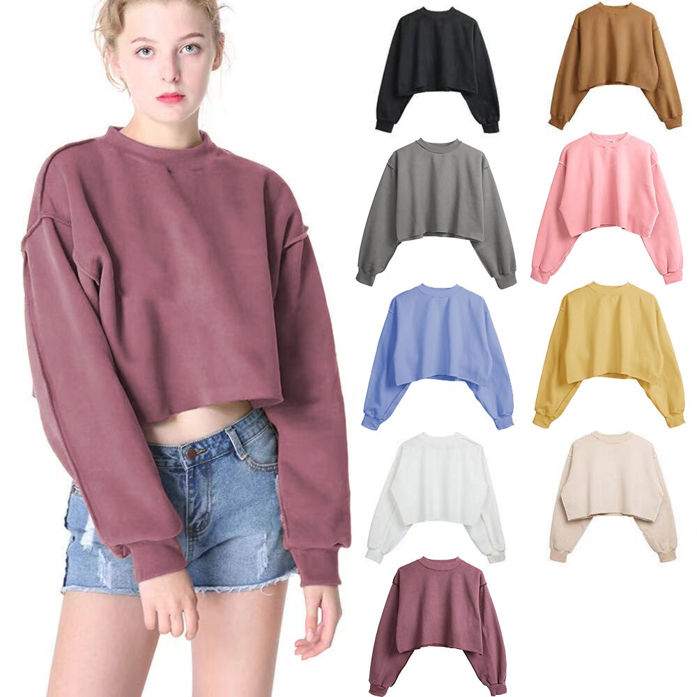 Thick Cotton Women Sweatshirt Hoodie Casual Loose Long Sleeve Streetwear Crop Pullover - MERGE.DAY.1.FREESTYLE