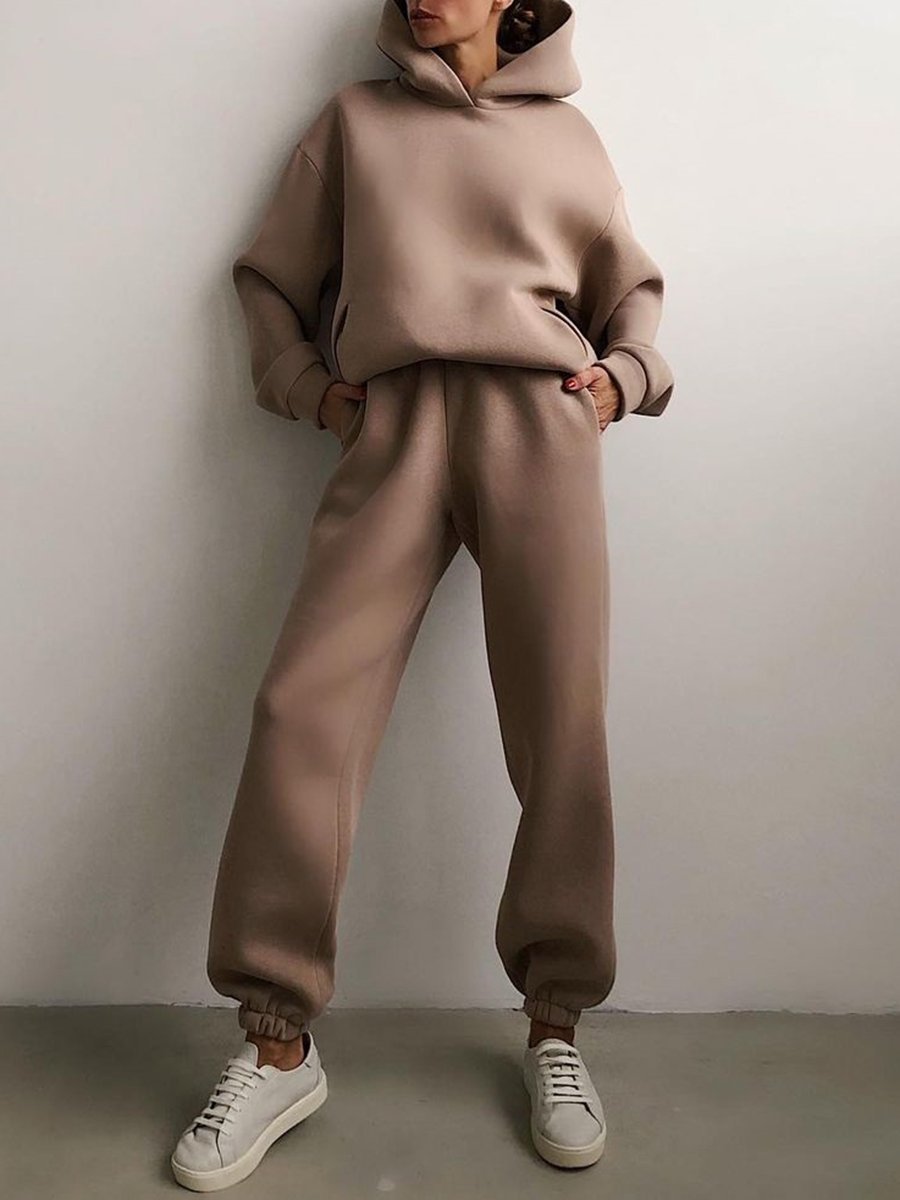Tracksuit Fleece Sweatshirts Two Piece Set Oversized Sports Hoodie Suit - MERGE.DAY.1.FREESTYLE