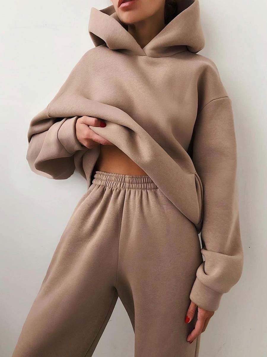 Tracksuit Fleece Sweatshirts Two Piece Set Oversized Sports Hoodie Suit - MERGE.DAY.1.FREESTYLE