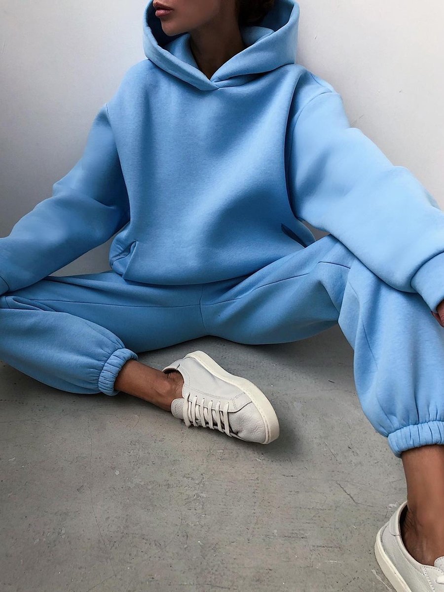 Tracksuit Fleece Sweatshirts Two Piece Set Oversized Sports Hoodie Suit - MERGE.DAY.1.FREESTYLE