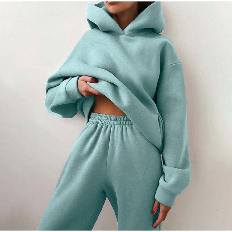 Tracksuit Fleece Sweatshirts Two Piece Set Oversized Sports Hoodie Suit - MERGE.DAY.1.FREESTYLE