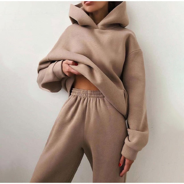 Tracksuit Fleece Sweatshirts Two Piece Set Oversized Sports Hoodie Suit - MERGE.DAY.1.FREESTYLE