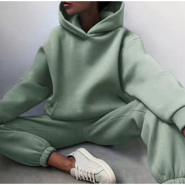 Tracksuit Fleece Sweatshirts Two Piece Set Oversized Sports Hoodie Suit - MERGE.DAY.1.FREESTYLE