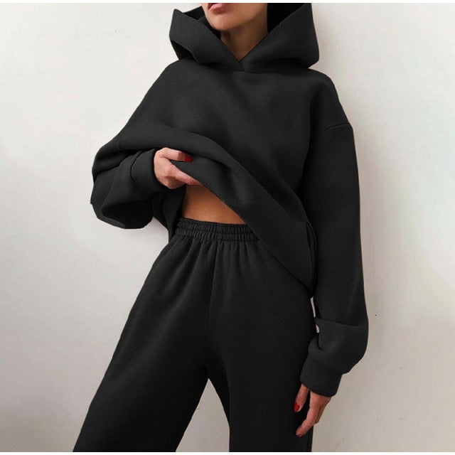 Tracksuit Fleece Sweatshirts Two Piece Set Oversized Sports Hoodie Suit - MERGE.DAY.1.FREESTYLE