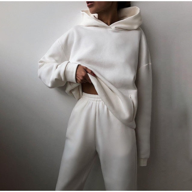 Tracksuit Fleece Sweatshirts Two Piece Set Oversized Sports Hoodie Suit - MERGE.DAY.1.FREESTYLE
