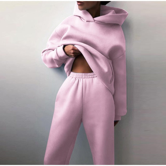 Tracksuit Fleece Sweatshirts Two Piece Set Oversized Sports Hoodie Suit - MERGE.DAY.1.FREESTYLE