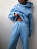 Tracksuit Fleece Sweatshirts Two Piece Set Oversized Sports Hoodie Suit - MERGE.DAY.1.FREESTYLE