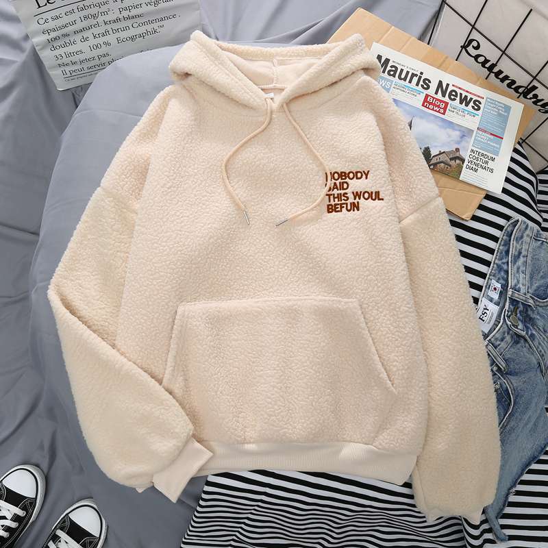 Fleece Hoodies Fashion Autumn Winter Thick Letter Embroidery - MERGE.DAY.1.FREESTYLE