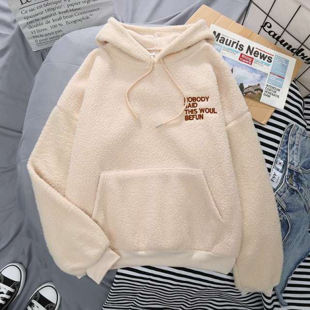 Fleece Hoodies Fashion Autumn Winter Thick Letter Embroidery - MERGE.DAY.1.FREESTYLE