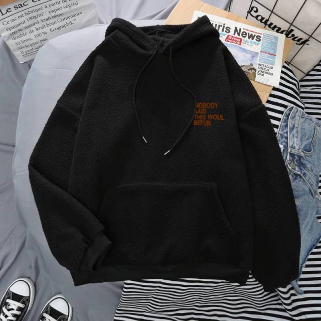 Fleece Hoodies Fashion Autumn Winter Thick Letter Embroidery - MERGE.DAY.1.FREESTYLE