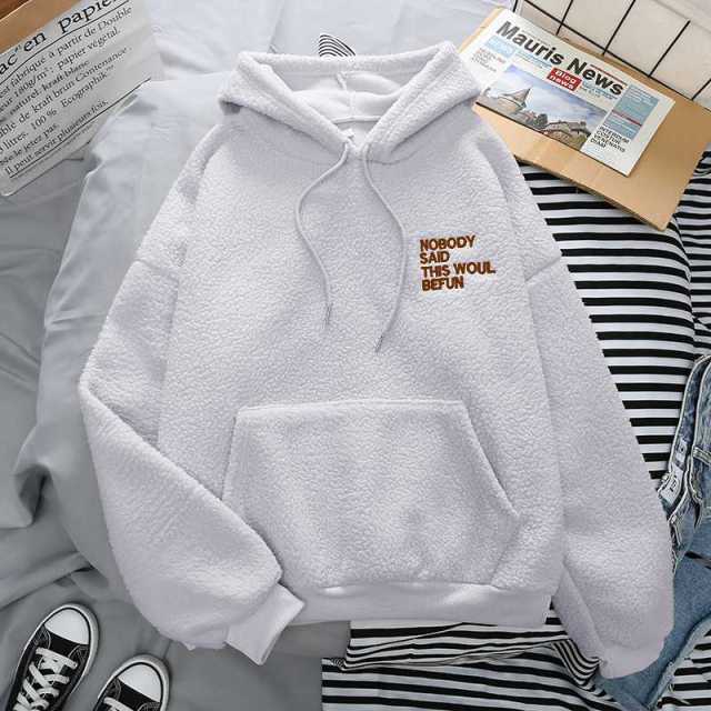 Fleece Hoodies Fashion Autumn Winter Thick Letter Embroidery - MERGE.DAY.1.FREESTYLE