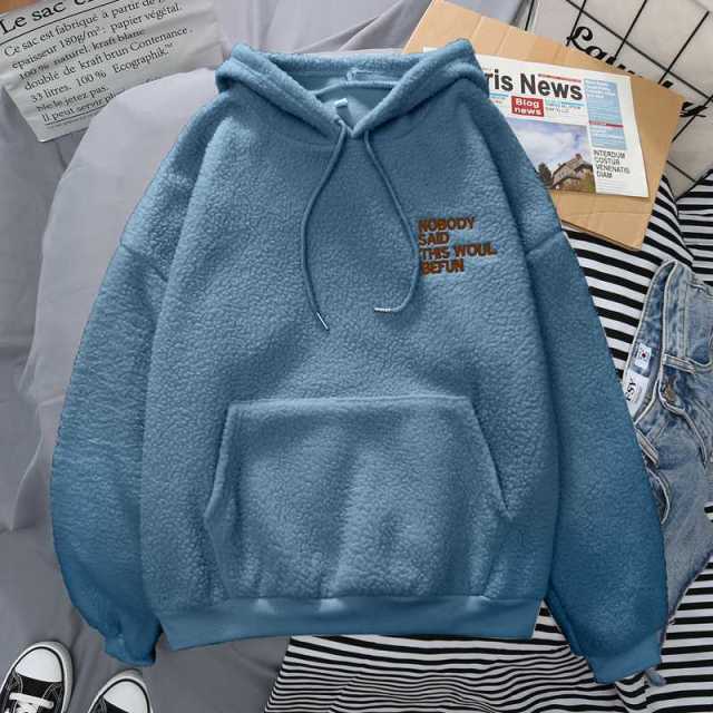 Fleece Hoodies Fashion Autumn Winter Thick Letter Embroidery - MERGE.DAY.1.FREESTYLE