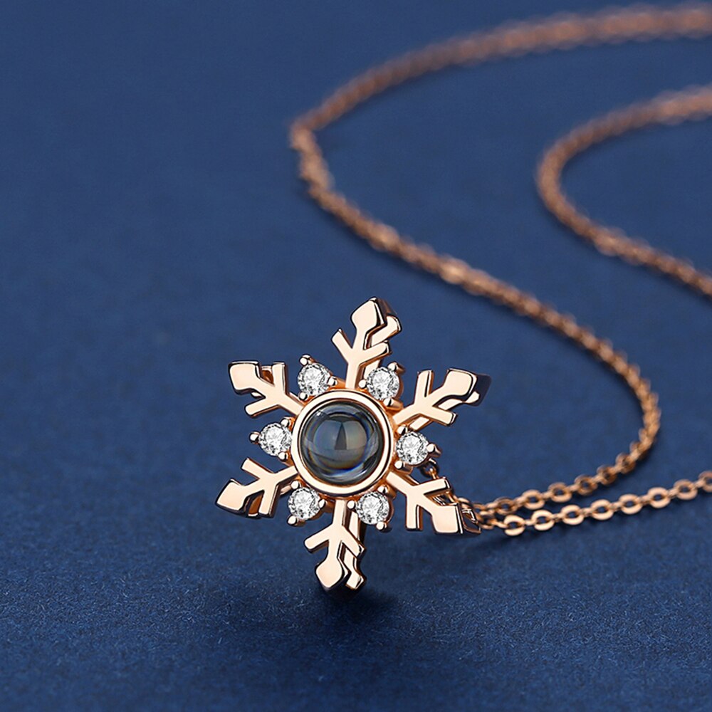 Personalized Projection Necklace Custom Photo Jewelry Women Snowflake Pendant - MERGE.DAY.1.FREESTYLE