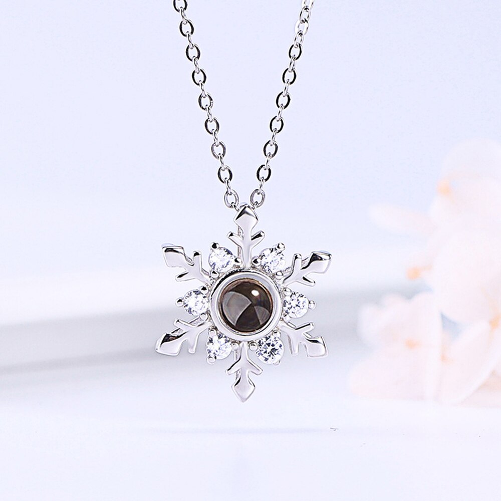 Personalized Projection Necklace Custom Photo Jewelry Women Snowflake Pendant - MERGE.DAY.1.FREESTYLE