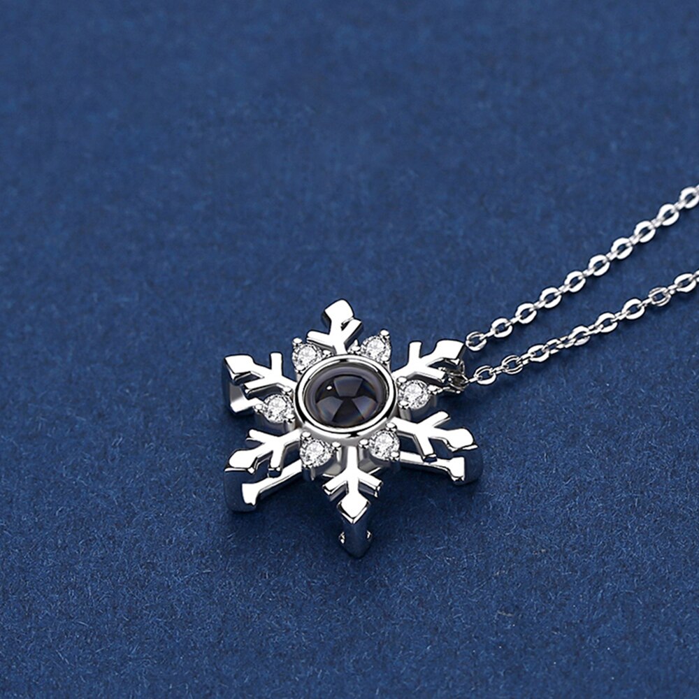 Personalized Projection Necklace Custom Photo Jewelry Women Snowflake Pendant - MERGE.DAY.1.FREESTYLE