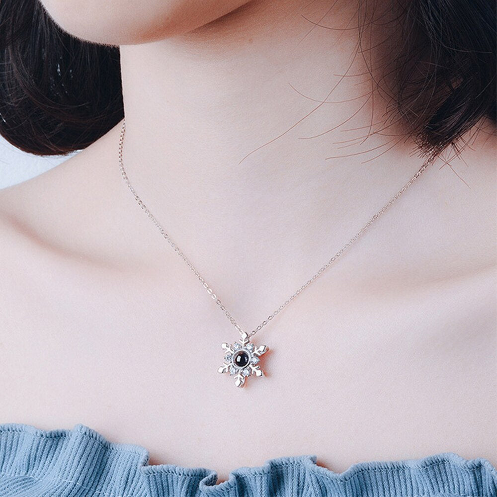 Personalized Projection Necklace Custom Photo Jewelry Women Snowflake Pendant - MERGE.DAY.1.FREESTYLE