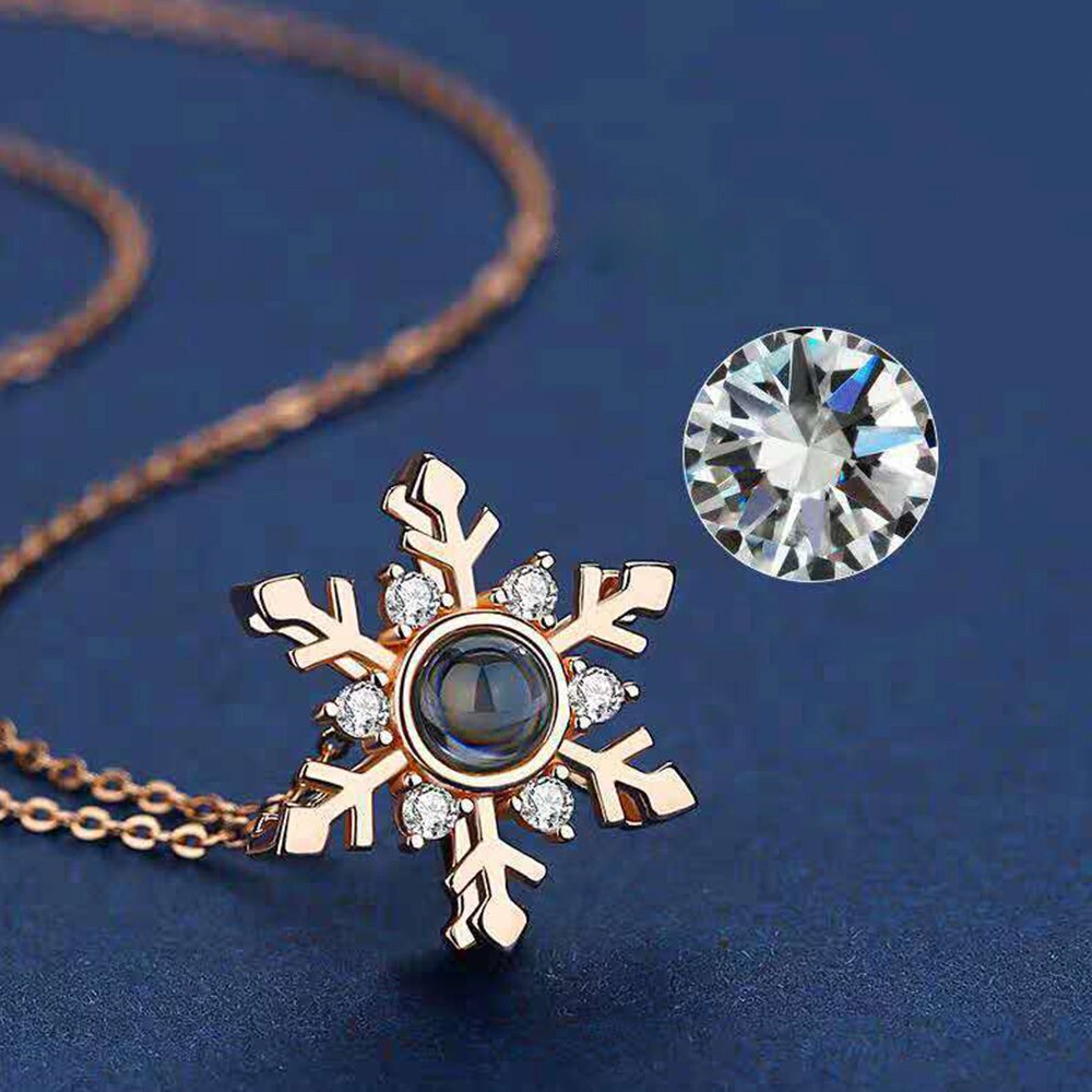 Personalized Projection Necklace Custom Photo Jewelry Women Snowflake Pendant - MERGE.DAY.1.FREESTYLE