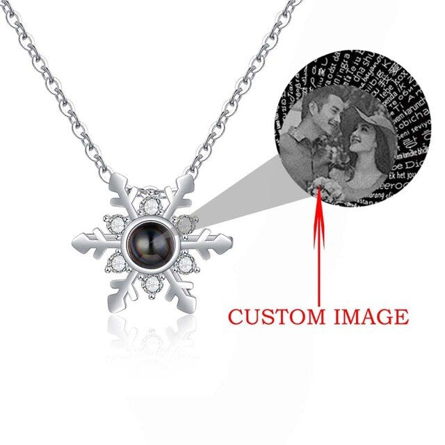 Personalized Projection Necklace Custom Photo Jewelry Women Snowflake Pendant - MERGE.DAY.1.FREESTYLE