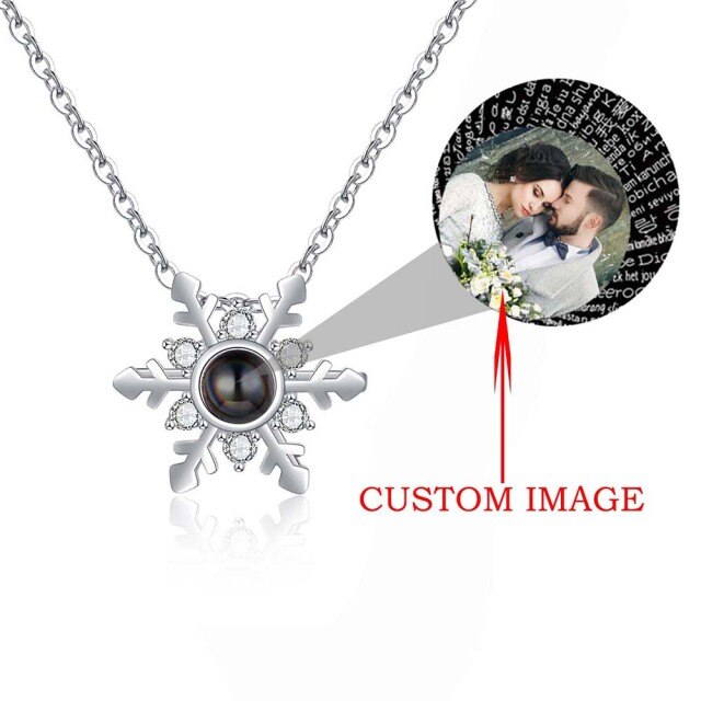 Personalized Projection Necklace Custom Photo Jewelry Women Snowflake Pendant - MERGE.DAY.1.FREESTYLE