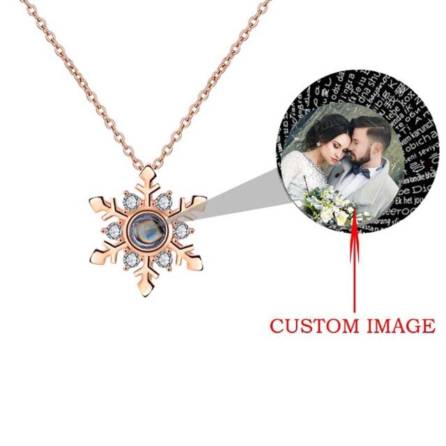 Personalized Projection Necklace Custom Photo Jewelry Women Snowflake Pendant - MERGE.DAY.1.FREESTYLE