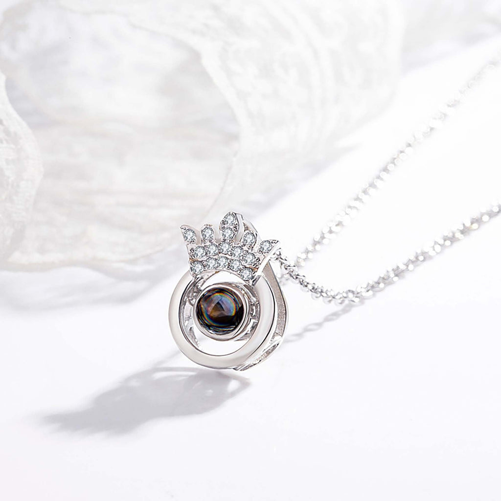 100 Languages I Love You Personalized Name Projection Necklace Classic Round Crown Pendant - MERGE.DAY.1.FREESTYLE