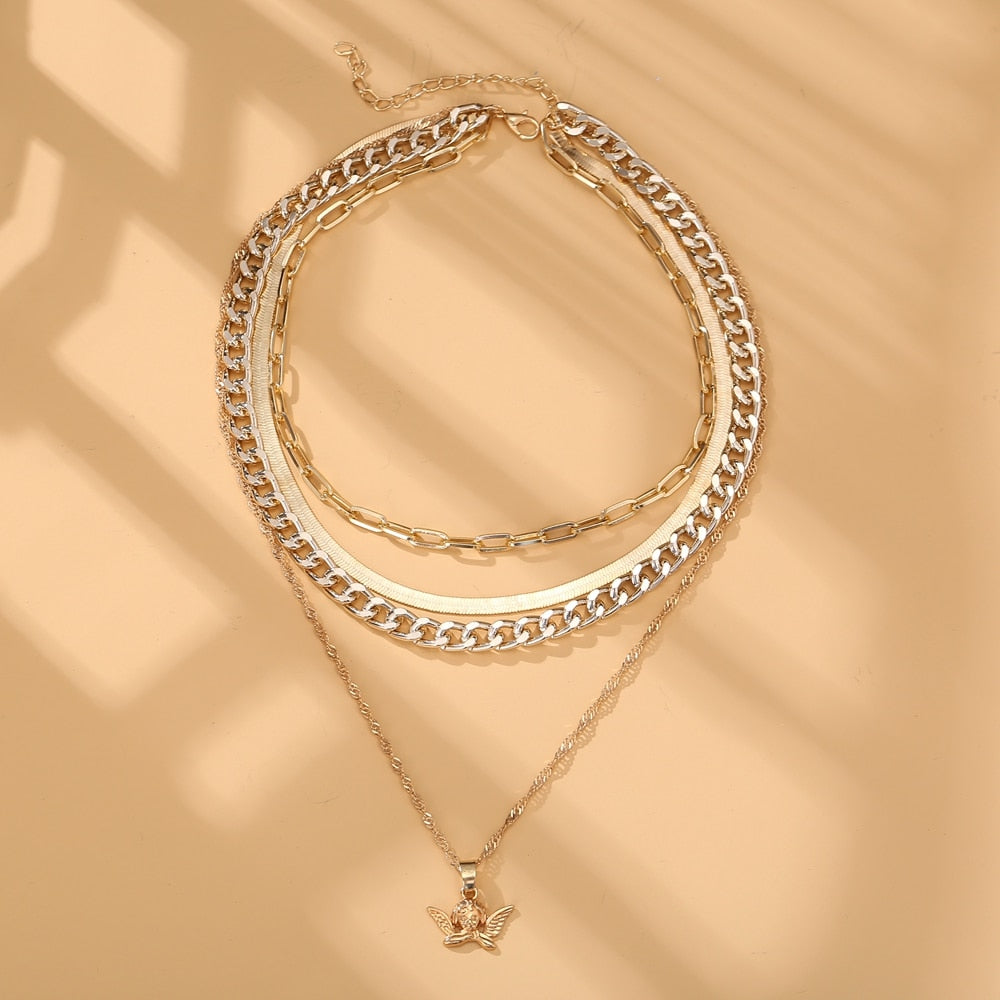 Gold Plated Necklaces Choker for Women, - MERGE.DAY.1.FREESTYLE