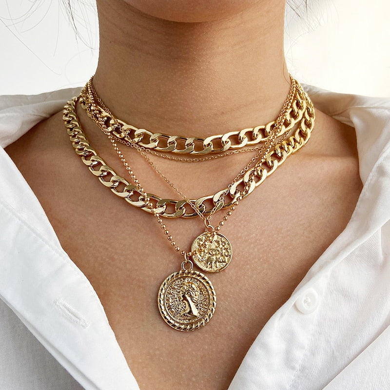 Gold Plated Necklaces Choker for Women, - MERGE.DAY.1.FREESTYLE
