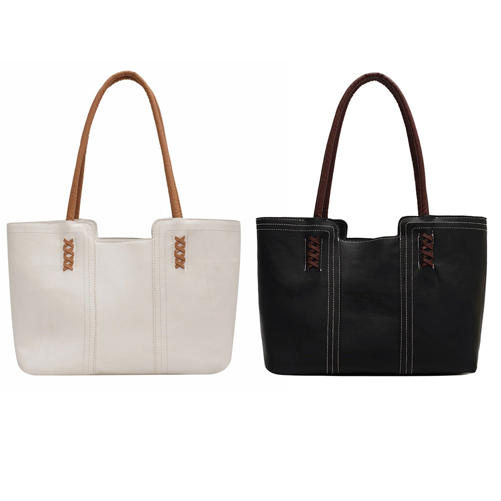 Fashion Women PU Leather Solid Color Shoulder Shopping Bag - MERGE.DAY.1.FREESTYLE