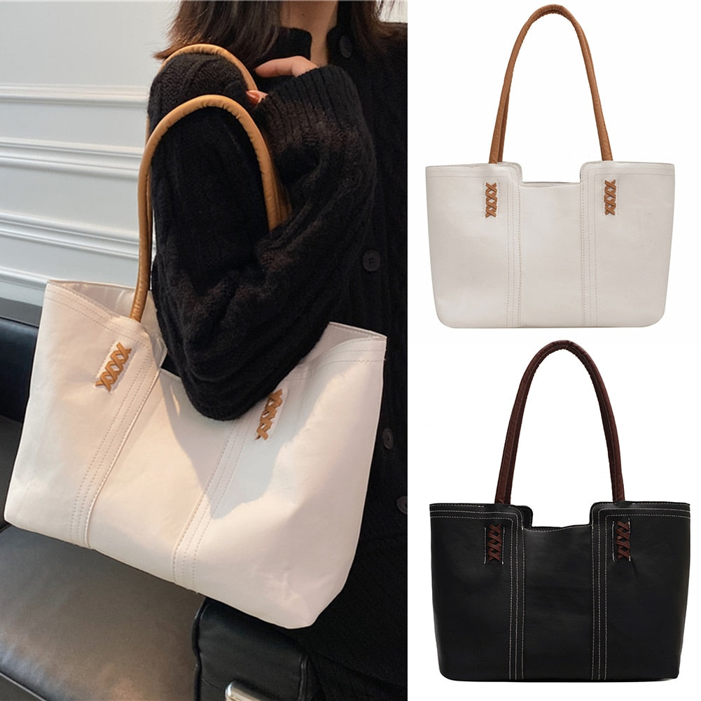 Fashion Women PU Leather Solid Color Shoulder Shopping Bag - MERGE.DAY.1.FREESTYLE