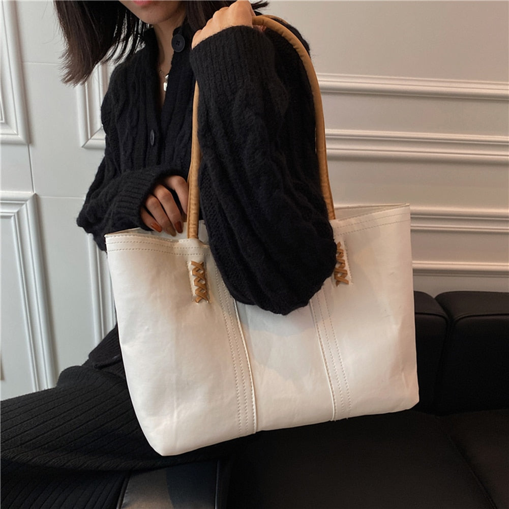 Fashion Women PU Leather Solid Color Shoulder Shopping Bag - MERGE.DAY.1.FREESTYLE