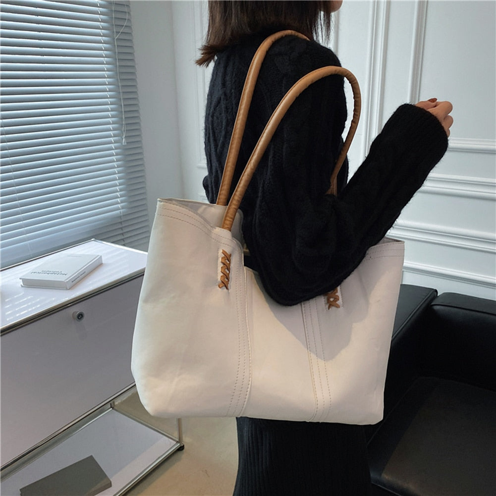 Fashion Women PU Leather Solid Color Shoulder Shopping Bag - MERGE.DAY.1.FREESTYLE