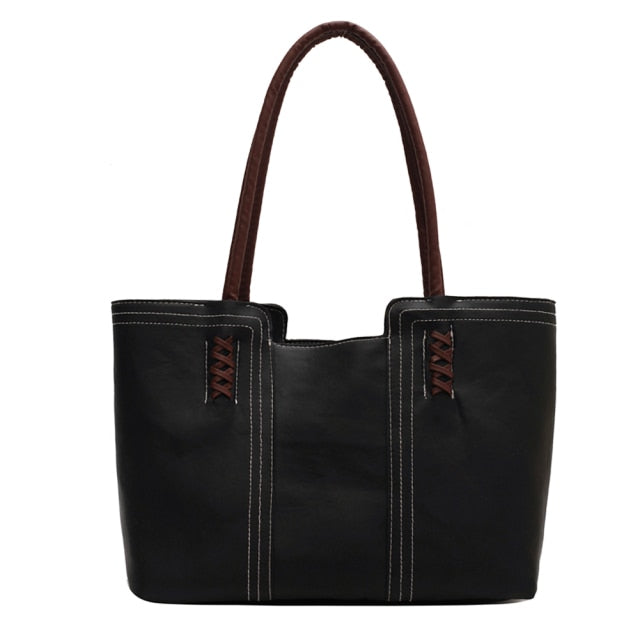 Fashion Women PU Leather Solid Color Shoulder Shopping Bag - MERGE.DAY.1.FREESTYLE