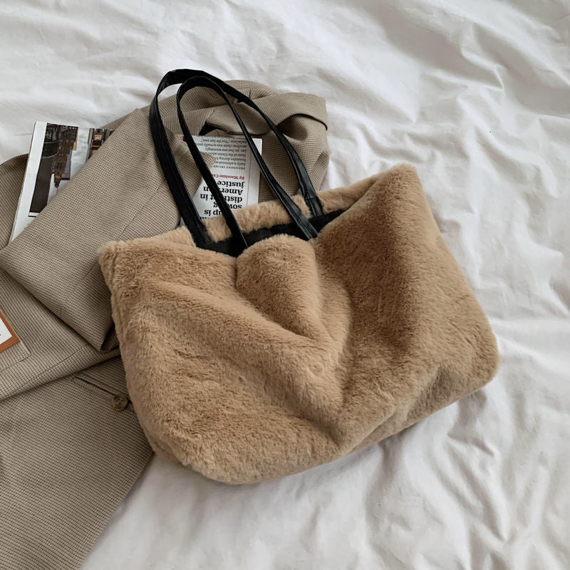 Large Tote Winter Plush Bags For Women Fashion 2021 Furry Shoulder - MERGE.DAY.1.FREESTYLE