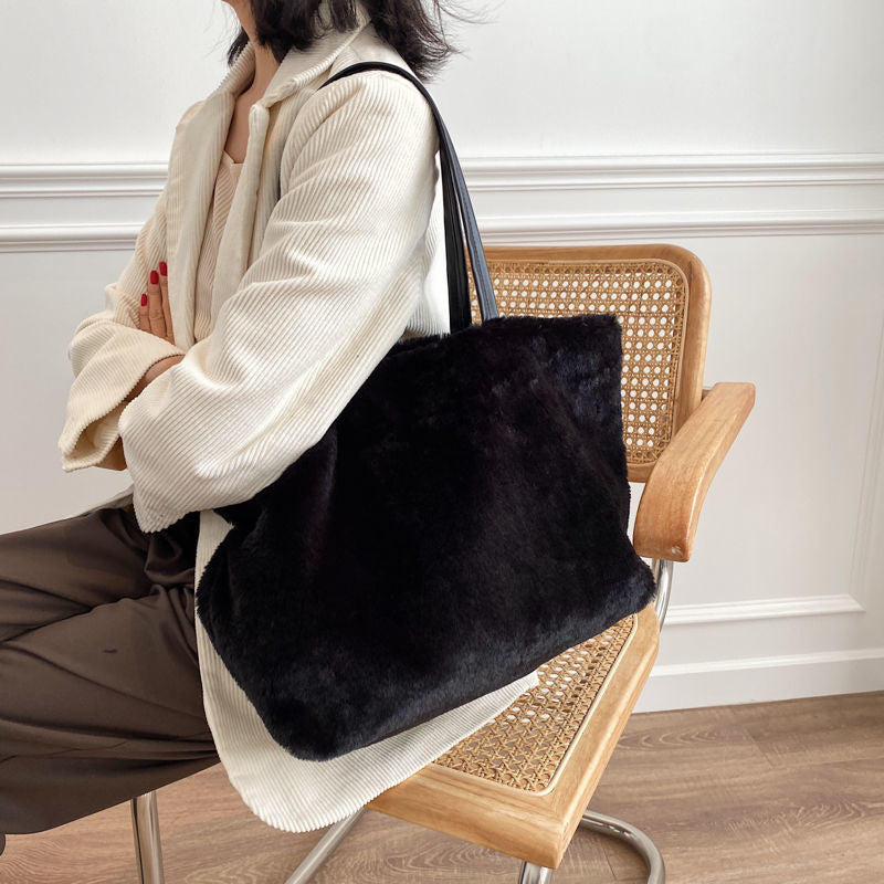 Large Tote Winter Plush Bags For Women Fashion 2021 Furry Shoulder - MERGE.DAY.1.FREESTYLE