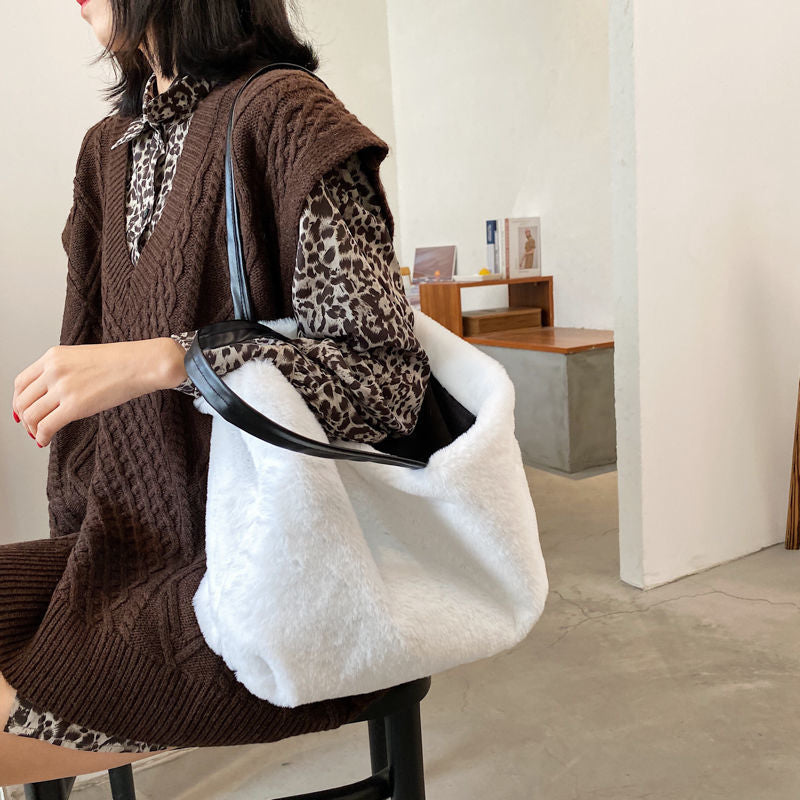 Large Tote Winter Plush Bags For Women Fashion 2021 Furry Shoulder - MERGE.DAY.1.FREESTYLE